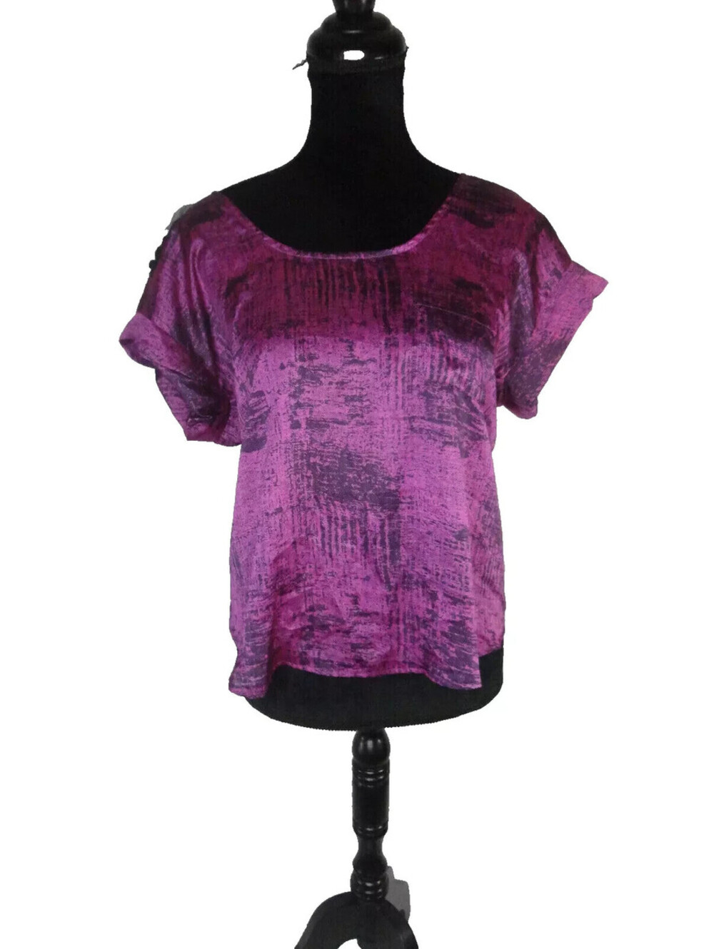 Collective Concepts Sleeveless Top Magenta Blouse w/Sequin Patch Sz Small NEW